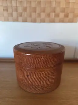 MCM vintage Japanese hand carved wooden lidded box
