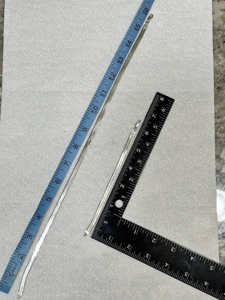 925 Italian Sterling Silver Herringbone Chain Necklace And Bracelet.