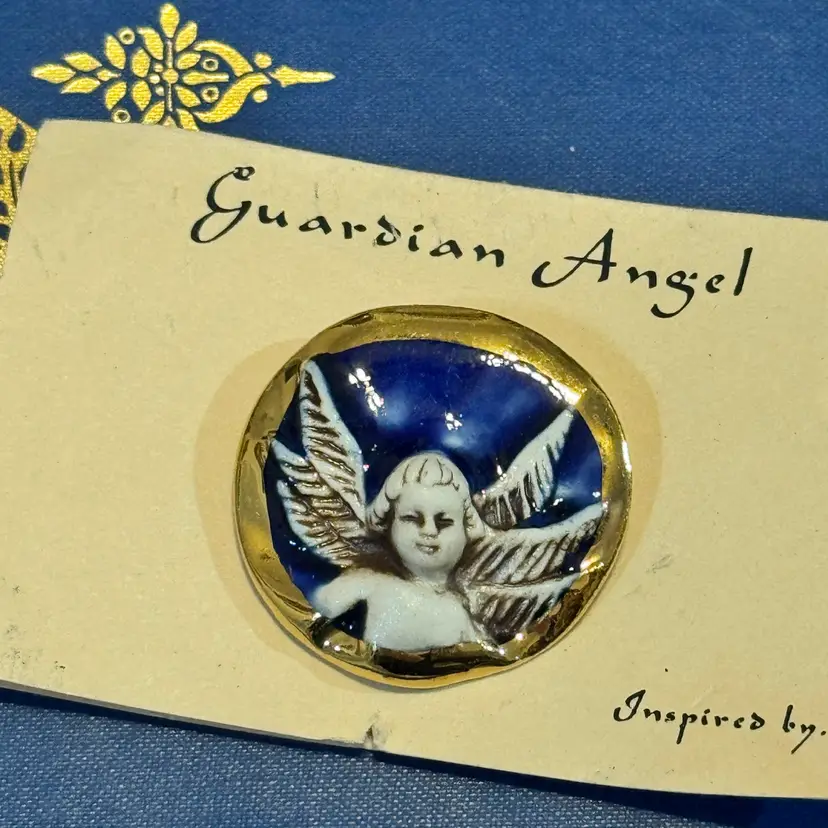 Artisan Guardian Angel Cherub Brooch