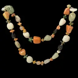 Vintage Stone Bead Necklace And Lieba Scarf Clip With Stone