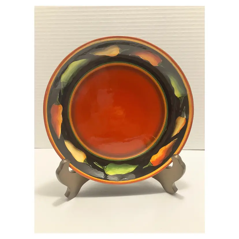 Vintage Clay Art hand painted Jalapeño  Dinner plate.