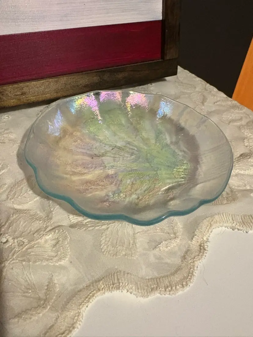 Iridescent Glass Shell Dish