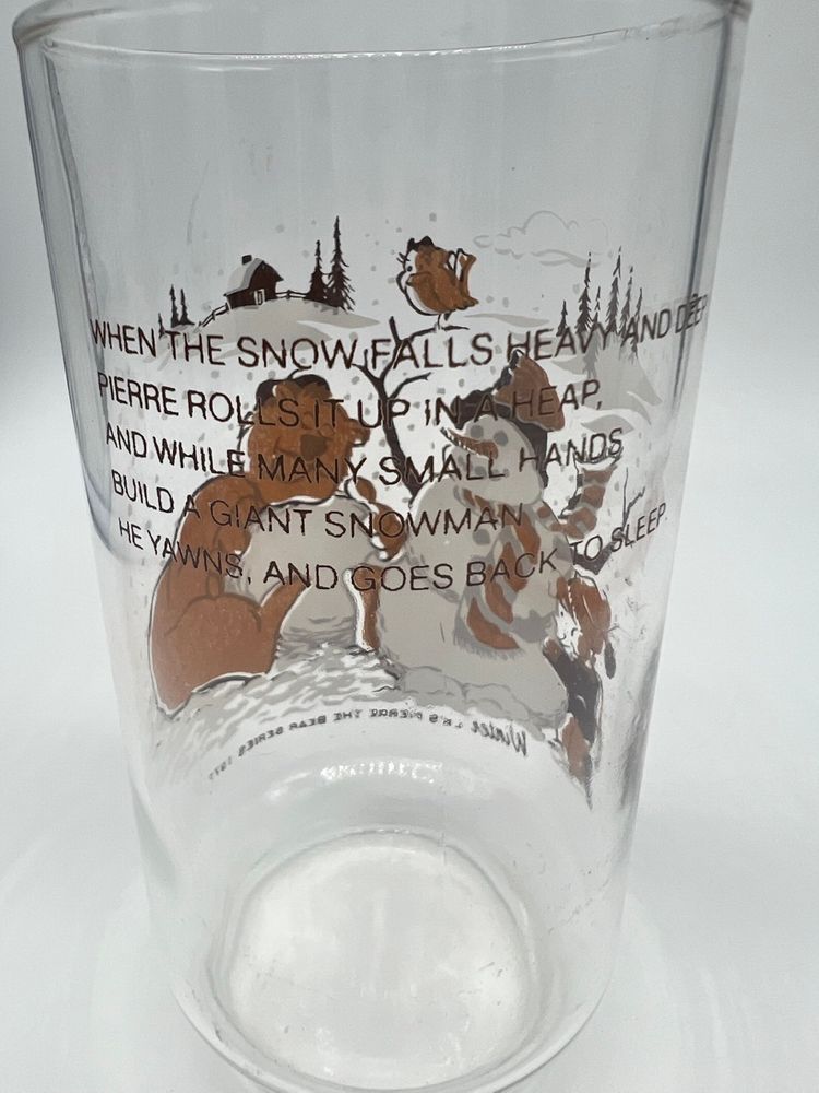 Vintage 1977 L. K.’s Pierre The Bear Series “Winter” Drinking Glass