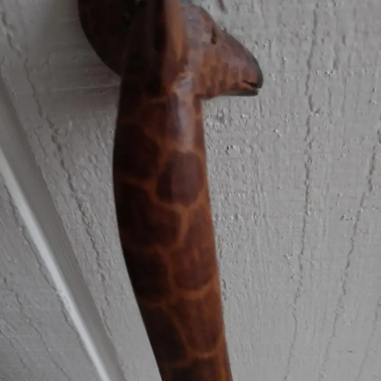 Vintage Giraffe Wooden Hand Carved  Salad Servers Utensils