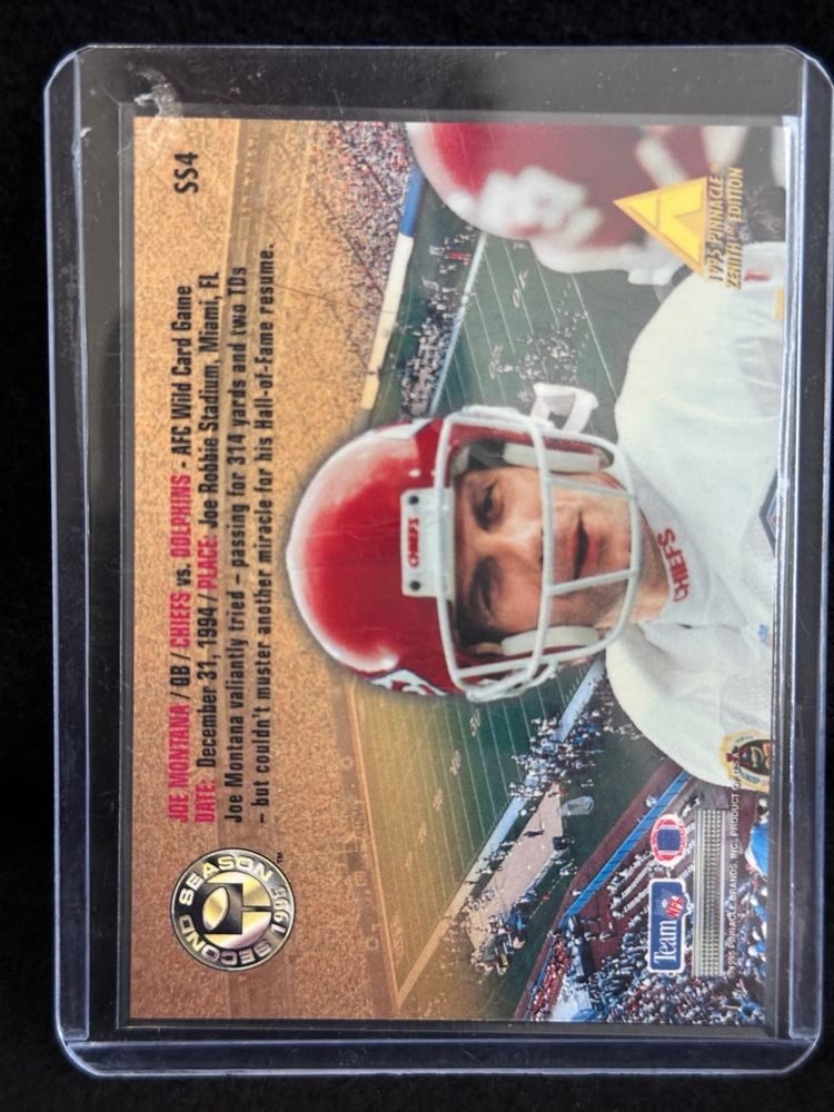 95’ Pinnacle Joe Montana AFC Wild Card Game KC Vs Miami