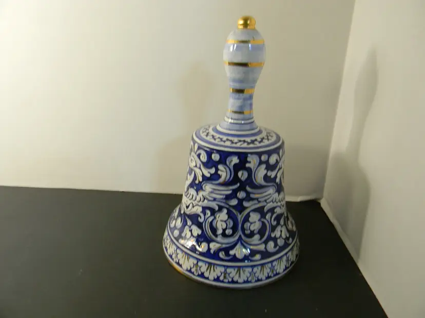 Blue and White Bell with Gold accents made in Italy