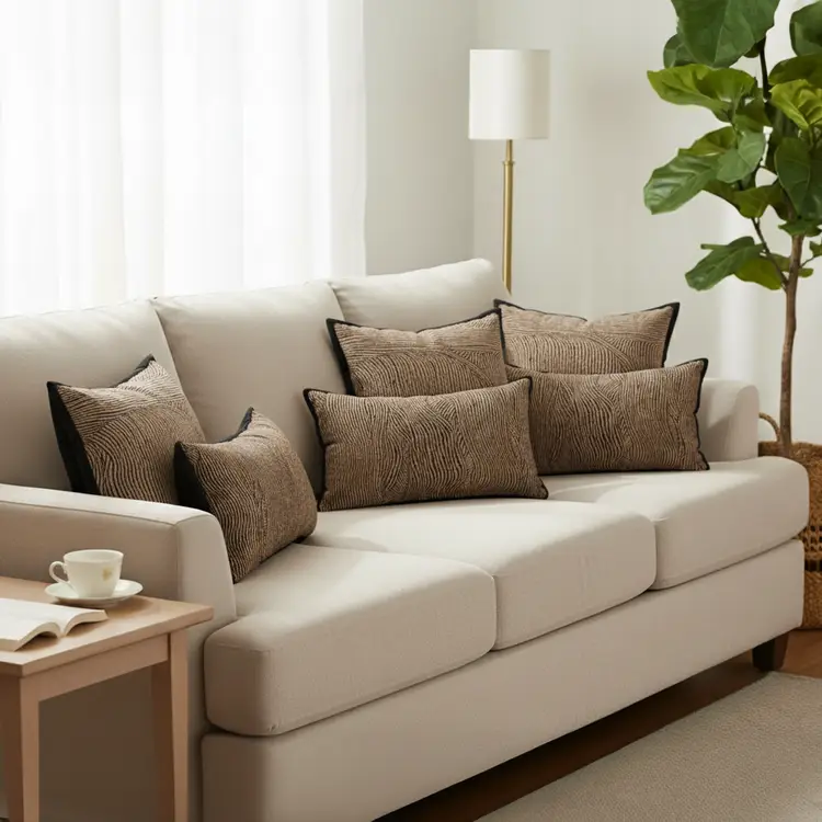 SOGA 6PC Square & Lumbar Textured Wave Pillow Covers 30-45cm Decorative Set