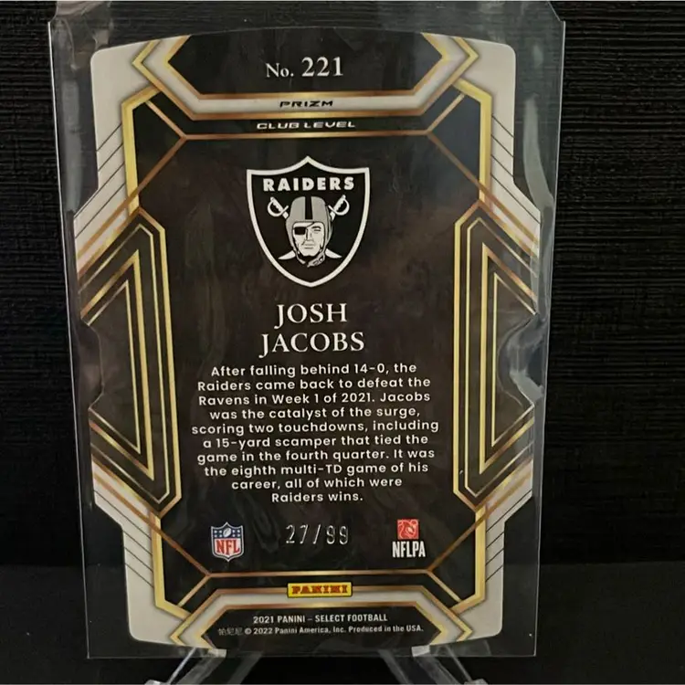 Josh Jacobs /99 White 2021 Select Las Vegas Raiders
