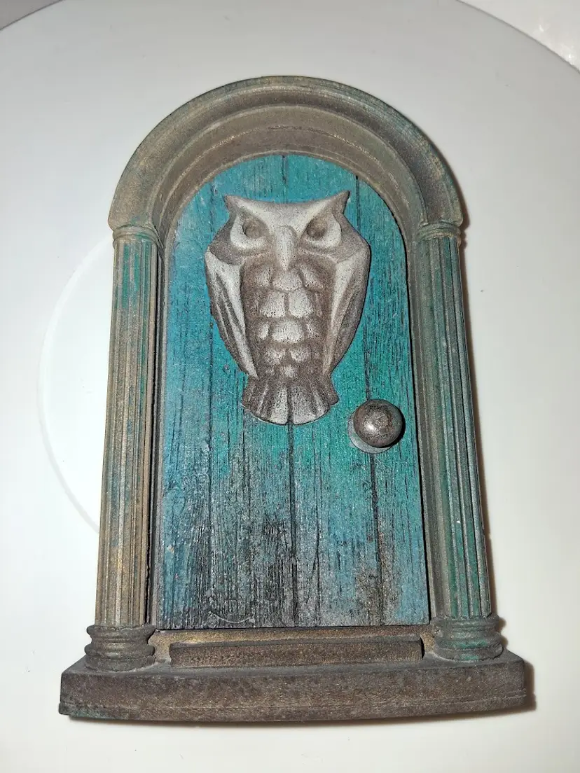 Magnetic Handmade Owl Pixie Door in Teal