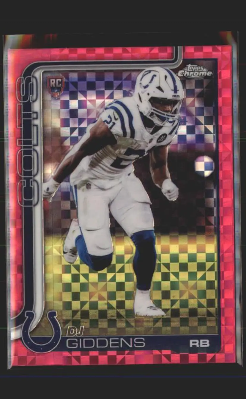 DJ Giddens 2025 Topps Chrome #390 Hot Pink X-Fractor - (140) - Indianapolis Colts