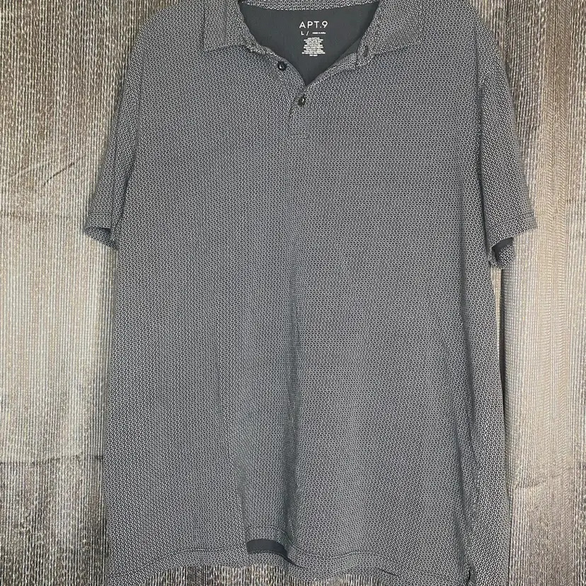 Apt. 9 Men's Size Large Black & Gray Short Sleeve Polo Shirt