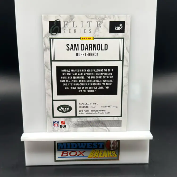 Sam Darnold Rc Elite Series 2018 Donruss New York Jets MBBCRD
