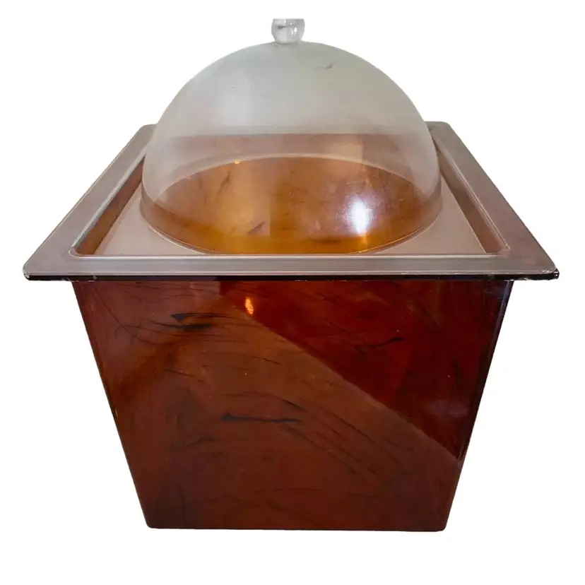 Vtg Acrylic Lucite Faux Tortoise MCM Vintage Dome Ice Bucket