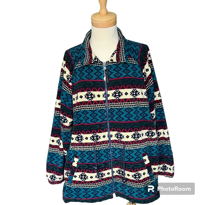 Aztec Fleece Zip-Up - Cozy Vibes