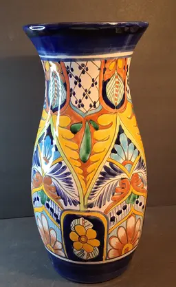 Talavera Mexican Pottery 13.5 Inches Tall Vase