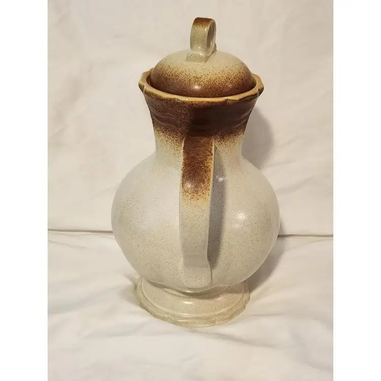 Vintage Stoneware Coffee Pot with Lid