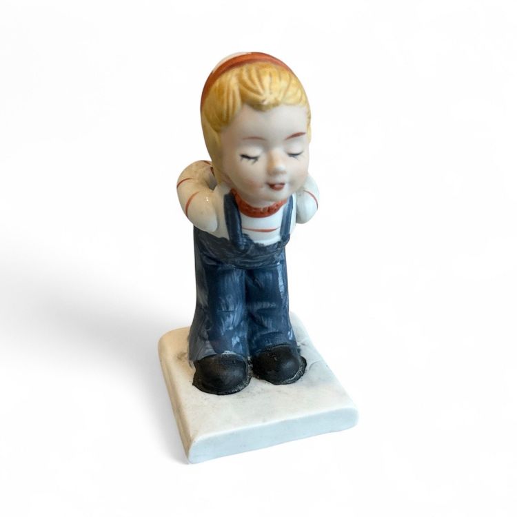 Girl Hiding Flowers Behind Back Hummel Style Porcelain Figurine