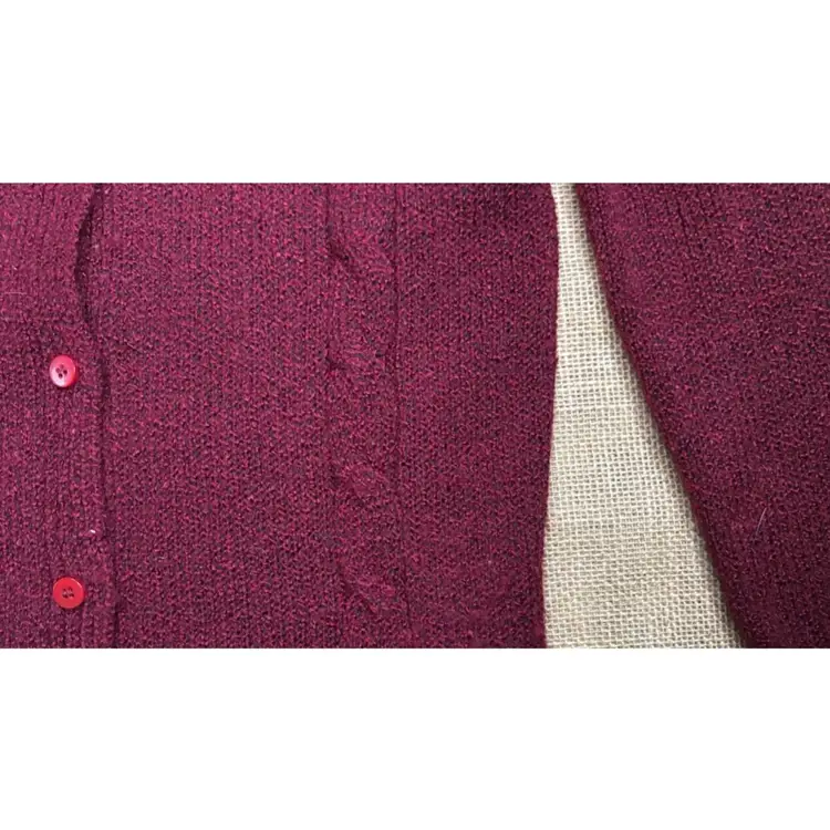 Vintage Marbled Burgundy Black Cardigan Sweater Sz Small Dark Cottage Core Goth