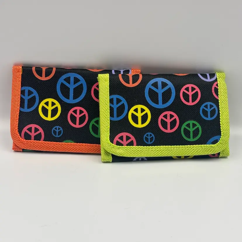 Peace Sign Velcro Wallet Orange or Green