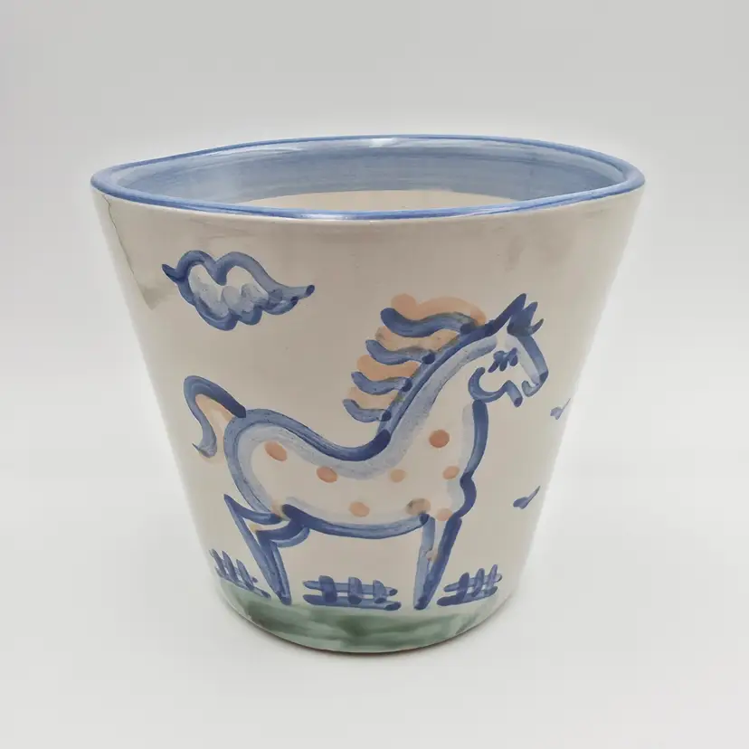 MA Hadley Horse Country Scene Cache Pot/Planter