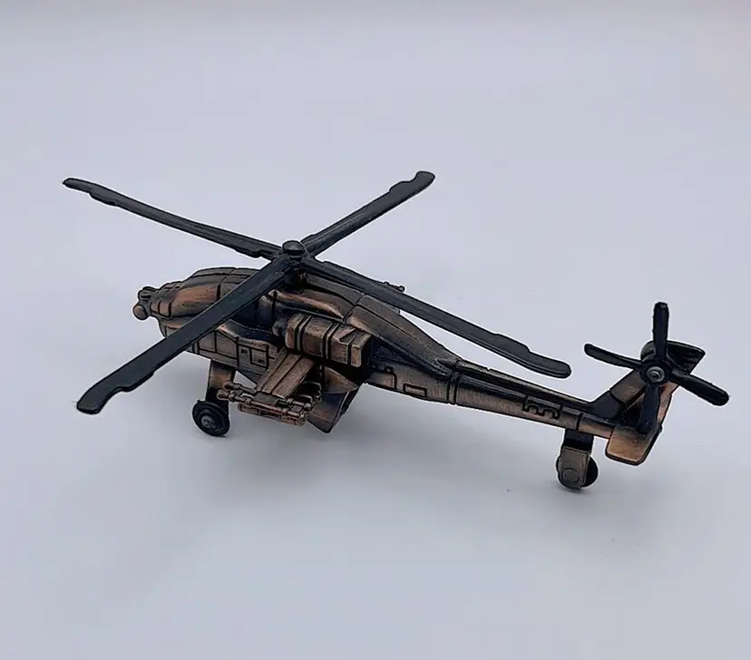 Vintage, Miniature, Die-cast/Bronze Color, Helicopter Pencil Sharpener, 5” Long