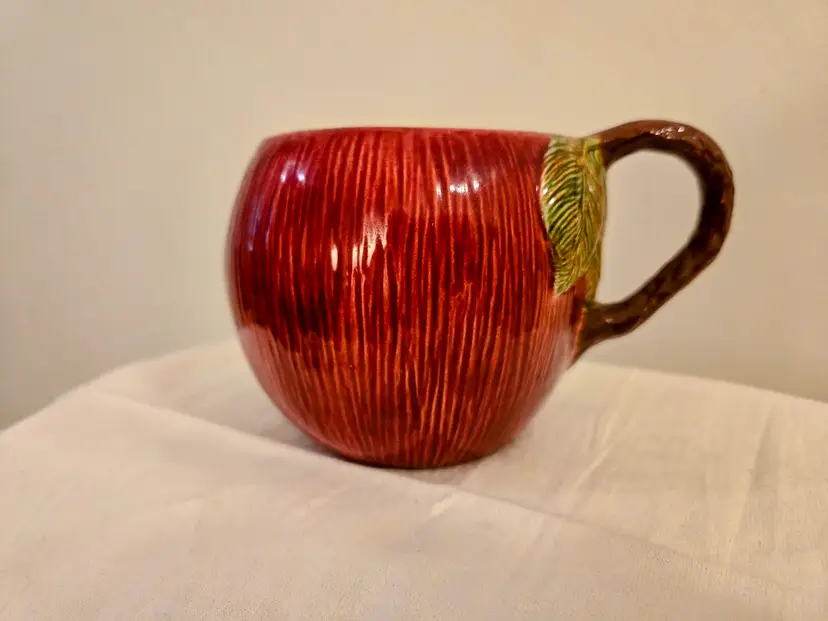 Vintage Ceramic Apple Mug with Handle - Glazed Studio Pottery