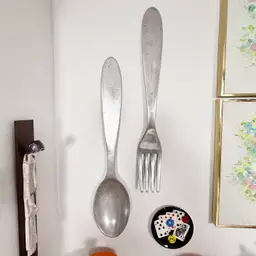 Ginormous Cast Aluminum Wall Mounted Fork/Spoon Set 30in x 6in
