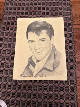 Elvis Presley Sketch Photo from Graceland “ Memories Of Elvis” 1978