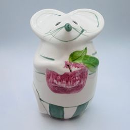 Vintage Mouse Holding Apple Ceramic Cheese Shaker 5.5” FF