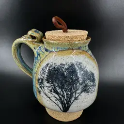 Studio Pottery Tree Mug With Cork Signed