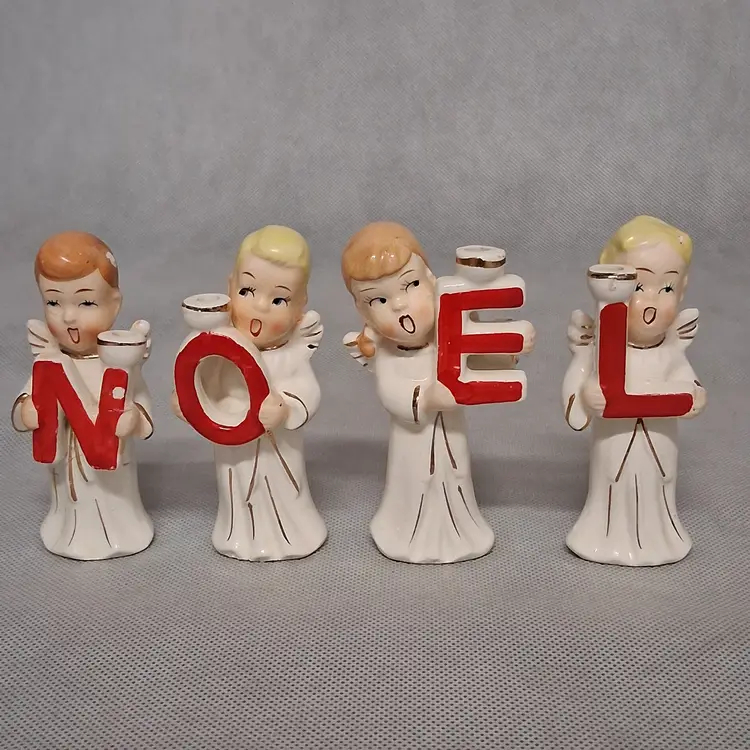 RELCO NOEL Singing Caroling Angels Candle Holders 50s 60s- N is Damaged/Repaired