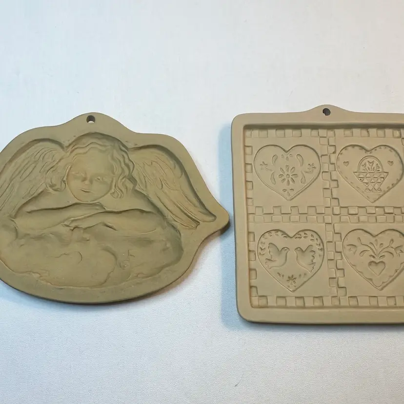 Brown Bag Cookie Art VTG 1992-1996 Hill Design Cut-Apart 4 Square Heart & Angel