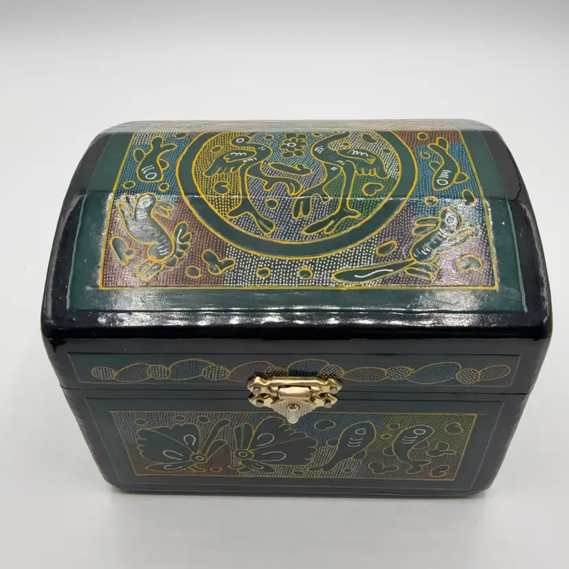 Hand Painted Mexico Oliana Jewelry Trinket Box