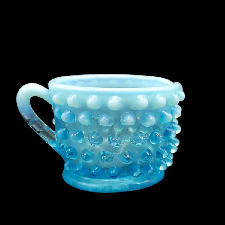 Fenton Hobnail Individual Creamer Aqua Blue Opalescent Glass 2" Tall