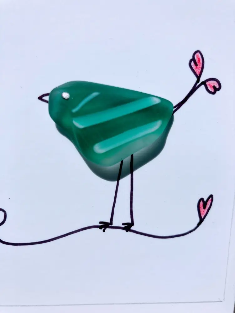 Reimagined Broken Art Glass Art..Amazing grace..it’s Got A Bird On It