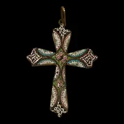 Micro Mosaic Cross Pendant 1.75”
