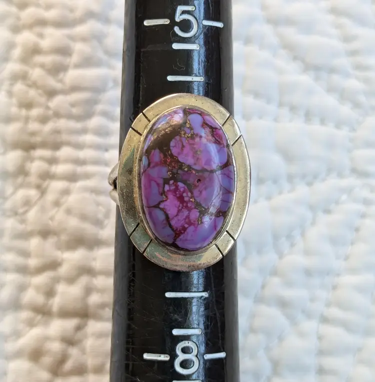 Vintage Sterling Silver Ring with Purple Turquoise Stone, Size 7