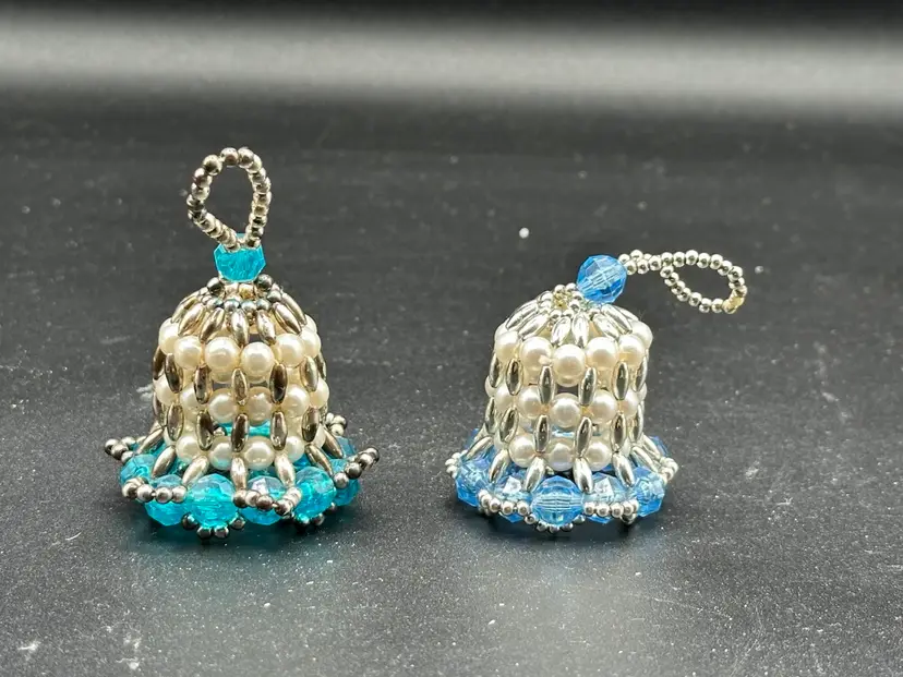 Beaded Bells Christmas Tree Ornaments Handcrafted Choose Color