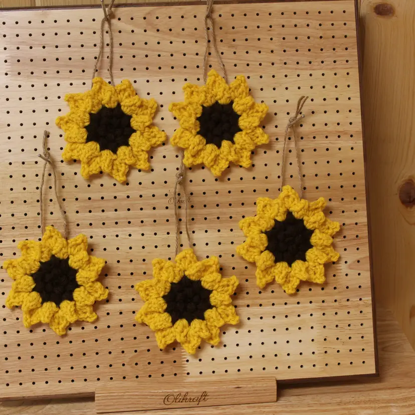 Set of 5 Sunflowers ornaments