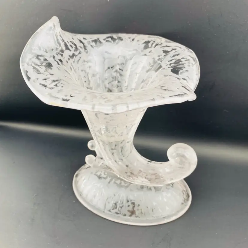 Fenton Ming Satin Glass Candleholder Early Cornucopia CottageCore Dainty 1930s