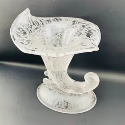 Fenton Ming Satin Glass Candleholder Early Cornucopia CottageCore Dainty 1930s