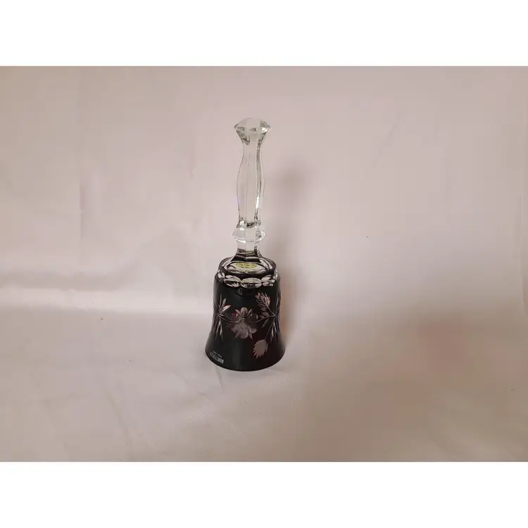 Hortensia Poland Cranberry Cut To Clear Bohemian Czech Crystal Glass Bell