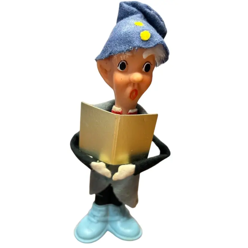 Delta Novelty 1968 Pixie Caroler Felt Dressed Ornament @ 5 3/4” Tall