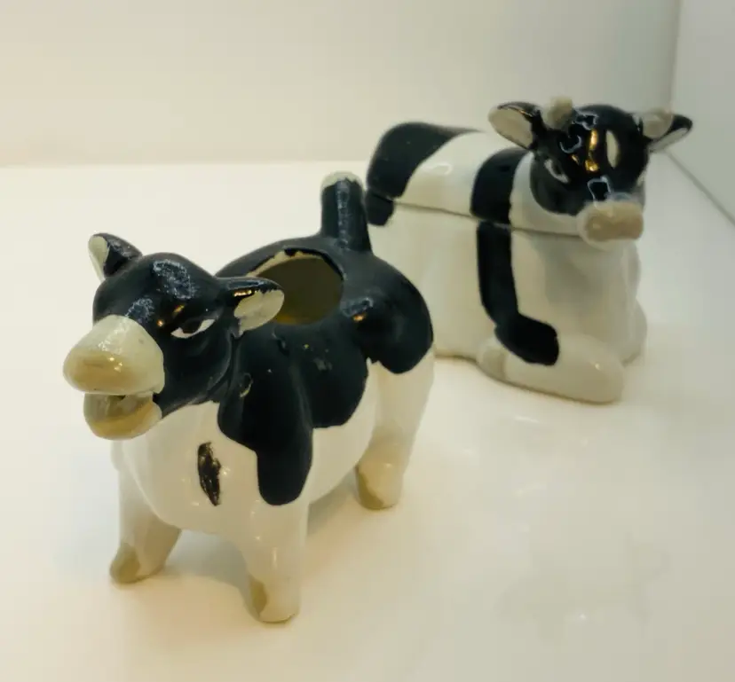 Retro Ceramic Cow Cream And Sugar