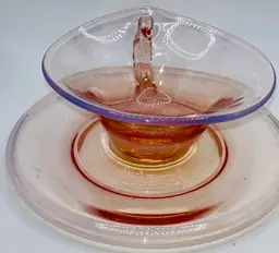 Fostoria Seascapes Pink Coral Iridescent Glass Cup And Saucer