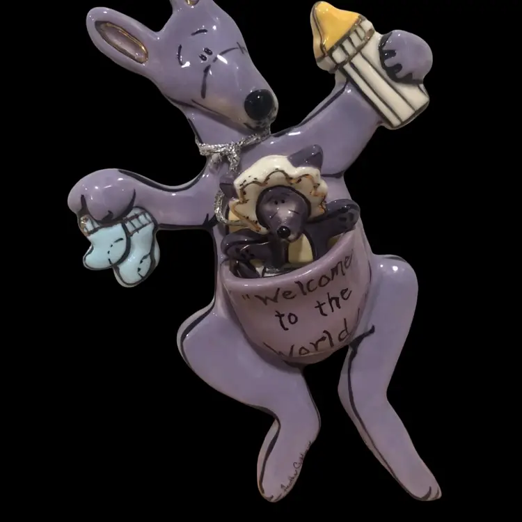 Blue Sky Ceramic “Welcome to the World” Momma Kangaroo and Baby… ADORABLE!!