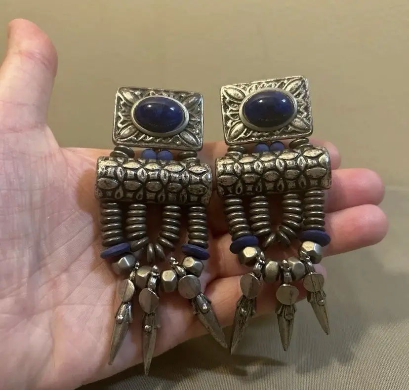 Rare Vintage Chunky Clip On Statement Earrings