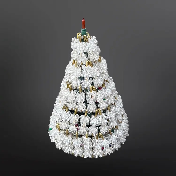 Vintage Handmade Beaded Safety Pin Christmas Tree