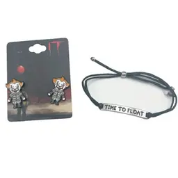 Halloween Villain Penny Wise Clown IT Earrings And Time To Float Bracelet WB