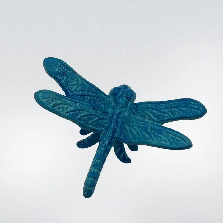 Cast Metal Dragonfly Turquoise Blue Desk Decor Paperweight | 5”